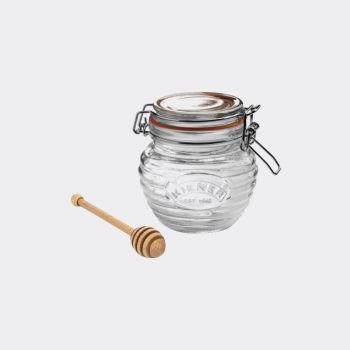 Kilner glass honeypot with wooden honey spoon in gift box 400ml