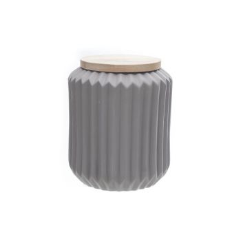 Cosy @ Home Jar With Wooden Cover Grey Porcelain