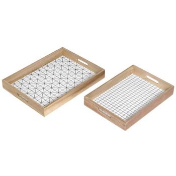 Cosy @ Home Tray Set2 Wood Natural White 40x30x5cm