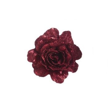 Cosy @ Home Rose On Clip Glitter Cherry D10cm