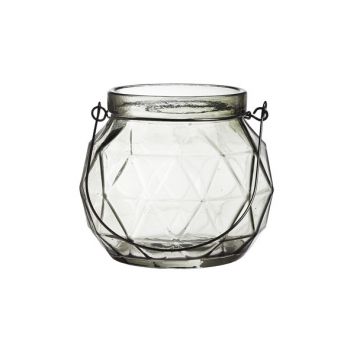 Cosy @ Home Lantern Geometric Glass Gray 12x12x10.5