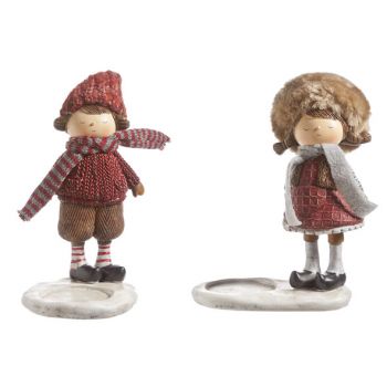 Cosy @ Home Lily Kids Tealighth.2 Types Red Brown Resin