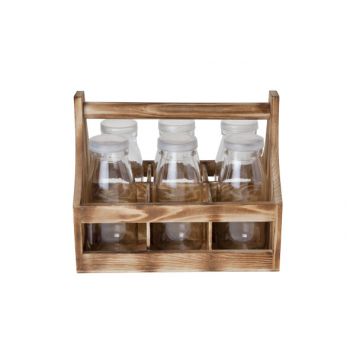 Cosy & Trendy Carrier Wood With 6 Bottles 5.9x14cm-s6