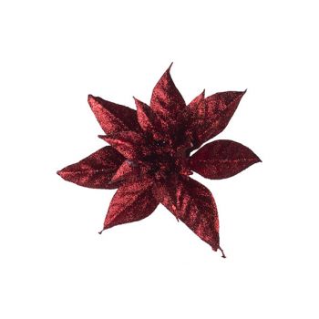 Cosy @ Home Poinsettia Clip Glitter Red D15cm Synthe
