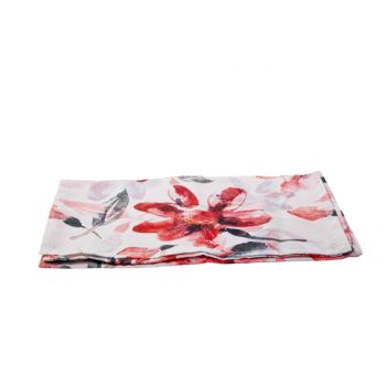 Cosy @ Home Tablerunner Pink Flowers White 40x140cm
