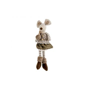 Cosy @ Home Figure Mouse Girl Brown 14x11x40cm Texti