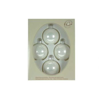 Cosy @ Home Glass Ball 4pcs 7cm Pearl White+dots
